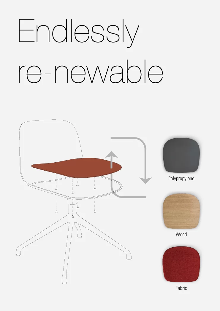 SEELA S347 visitor chair: Trestle swivel base with armrest - Lapalma